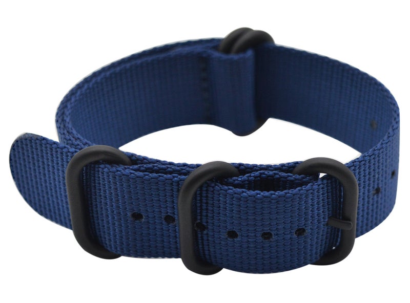 ArtStyle Watch Band with Ballistic Nylon Material Strap and High-End Black Buckle (Matte Finish Buckle) (Blue, 20mm) - Image 1